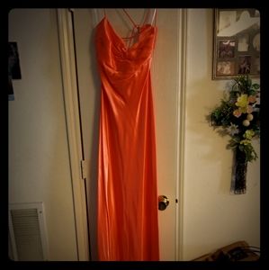 Orange mermaid prom dress